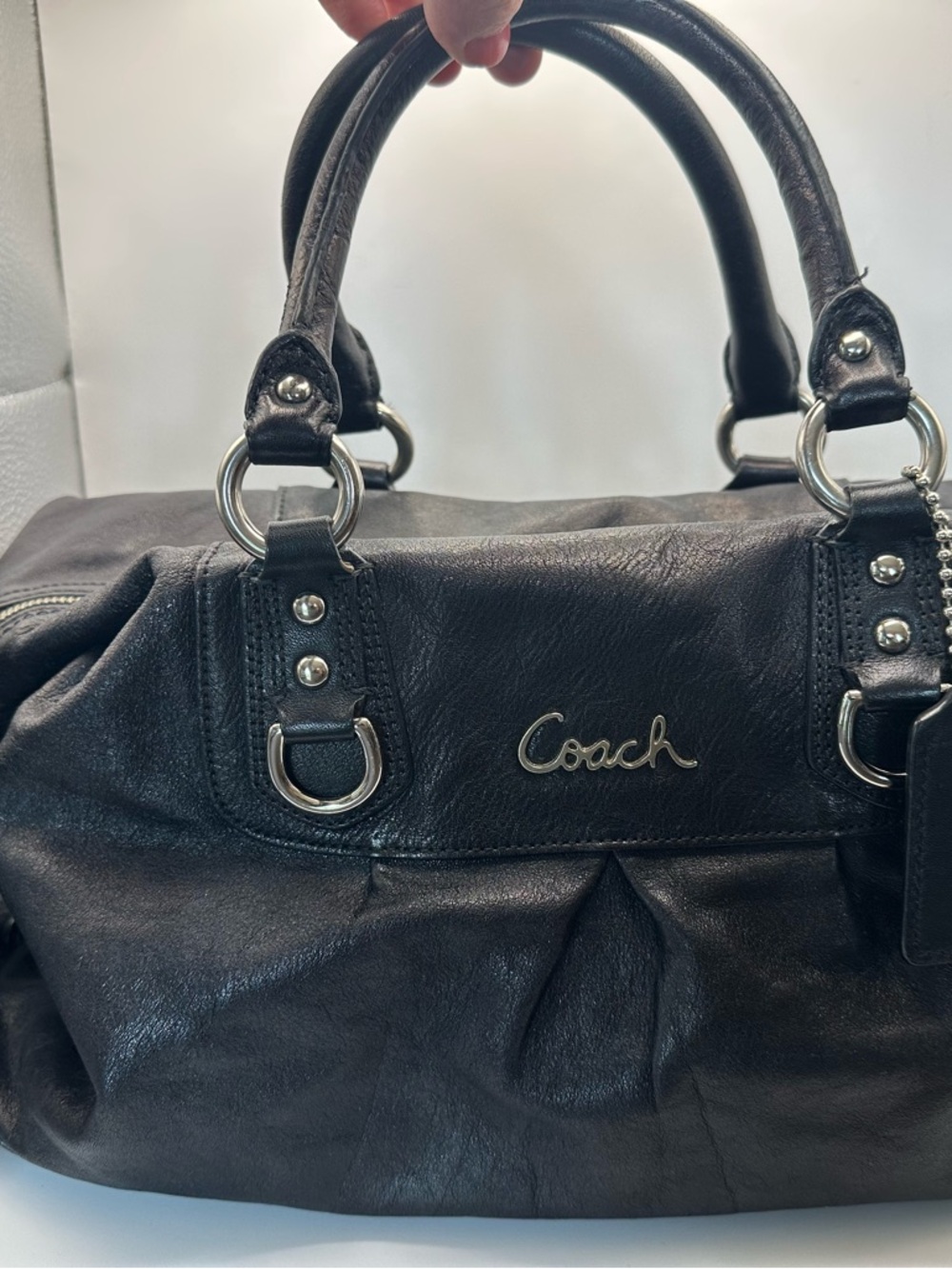 Coach Ashley Black Leather Convertible Satchel